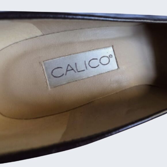 VTG Calico Heels Leather Brown Pumps Academia Preppy Quiet Luxury Classic Mod 9W - Picture 8 of 11